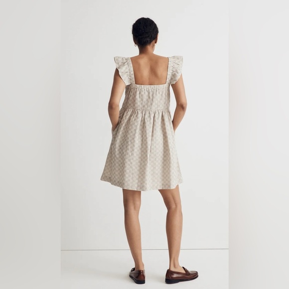 Madewell flutter Sleeve Square Neck Mini Dress Size XXS EUC in Striped Jacquard - Picture 2 of 7